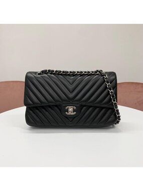 Chanel Chevron CC Logo Stitch Turnlock Shoulder Bag
